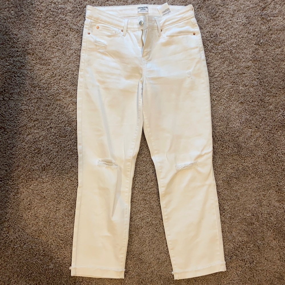 Levi denizen mid rise skinny jeans - white